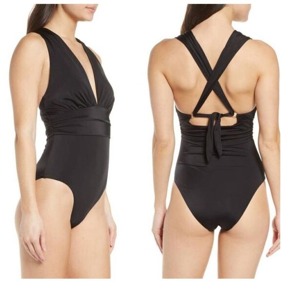 Nwot Chelsea 28 Plunge Empire Waist One Piece Swimsuit - Picture 1 of 7